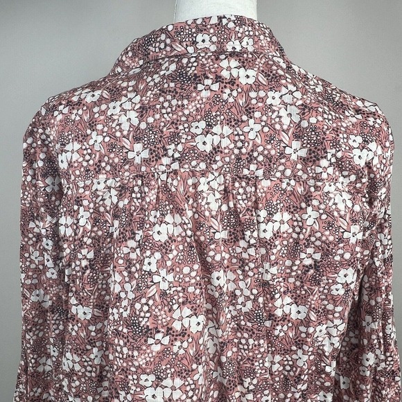 Anthropologie Pilcro Pink Floral Sasha Smocked Button Down Shirt Blouse S - Picture 11 of 15